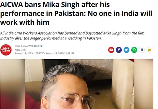 AICWA bans Mika Singh after his performance in Pakistan
